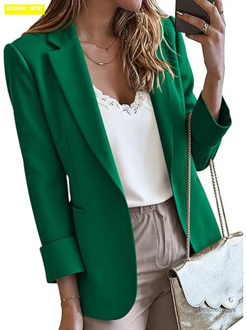 Women's Business Casual Open Front Blazer with Pockets Long Sleeve Suit Jacket